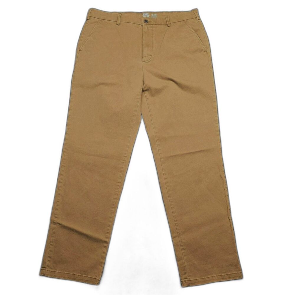 IZOD Saltwater Chino Pants Mens 33x32 Brown Stretch Straight Fit Casual Khakis